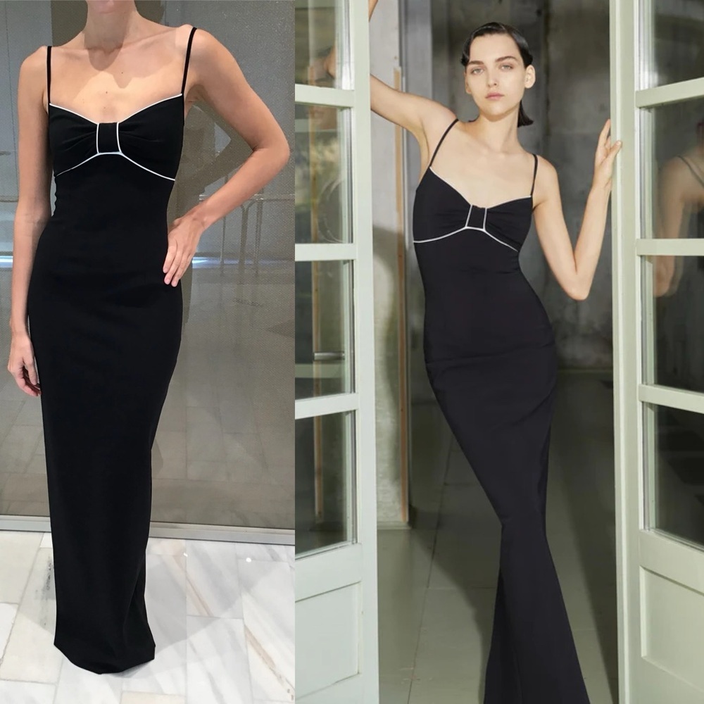 Chiara Boni La Petite Robe Cleria Contrast Piping Column Gown Size 42 Medium 6